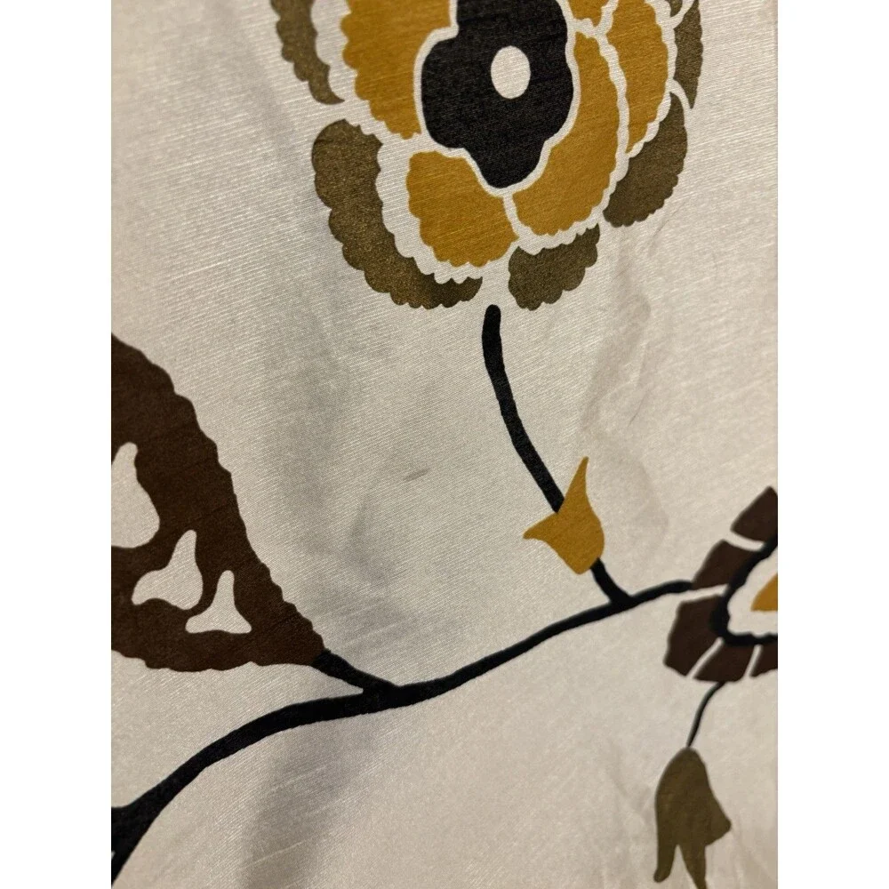 Pier 1 Imports West End Window Curtain Panels Floral Boho Cream Gold Brown Set 2